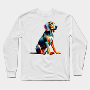 Abstract Colorful Splashed Paint Plott Hound Portrait Long Sleeve T-Shirt